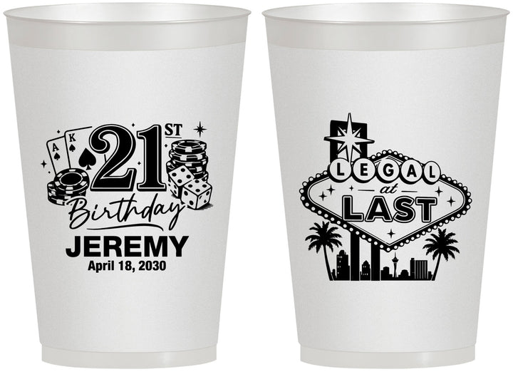Personalized 21st Birthday 12 oz Frosted Cups - Legal At Last Vegas | 340003