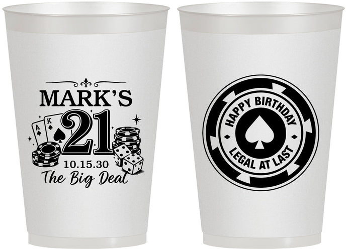 Personalized 21st Birthday 12 oz Frosted Cups - Legal At Last Vegas | 340004