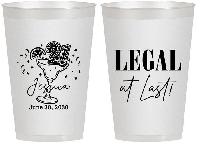Personalized 21st Birthday 12 oz Frosted Cups - Legal At Last | 340005