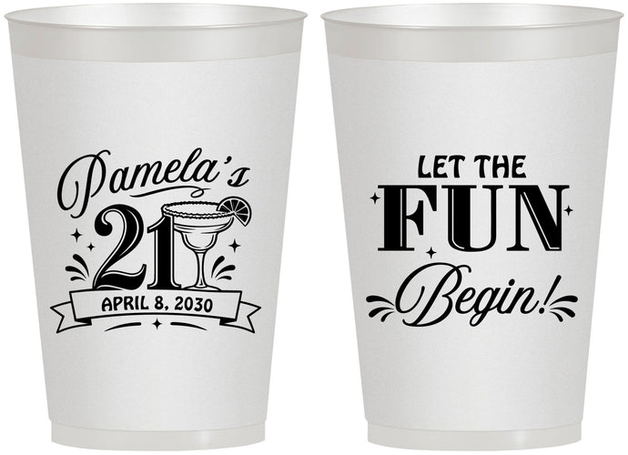 Personalized 21st Birthday 12 oz Frosted Cups - Let The Fun Begin | 340009