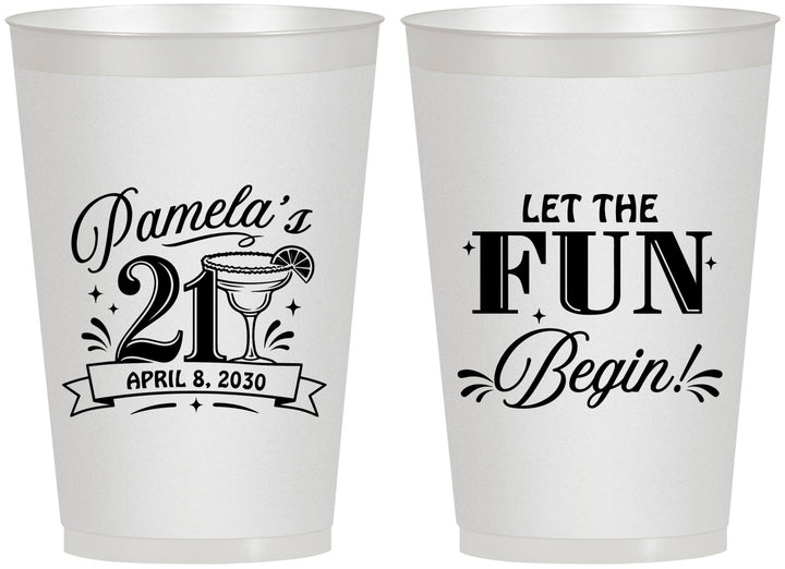Personalized 21st Birthday 12 oz Frosted Cups - Let The Fun Begin | 340009