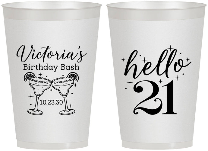Personalized 21st Birthday 12 oz Frosted Cups - Hello Twenty One | 340011