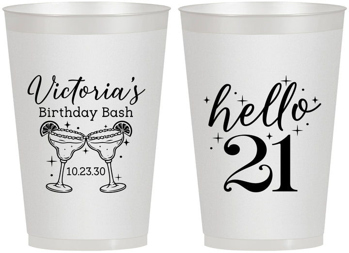 Personalized 21st Birthday 12 oz Frosted Cups - Hello Twenty One | 340011