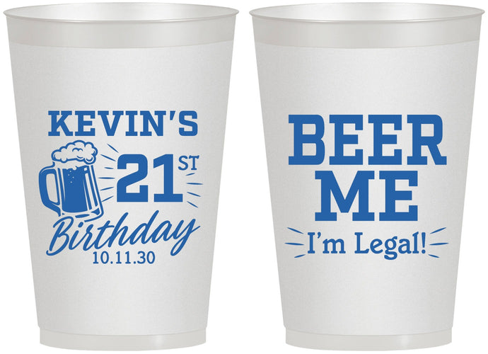 Personalized 21st Birthday 12 oz Frosted Cups - Beer Me I Am Legal | 340014