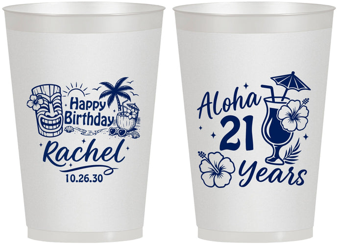 Personalized 21st Birthday 12 oz Frosted Cups - Aloha Hawaii | 340016