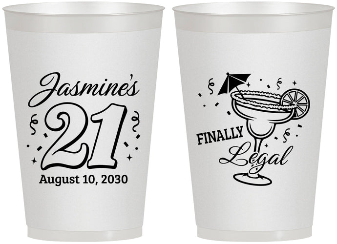 Personalized 21st Birthday 12 oz Frosted Cups - Finally Legal | 340018