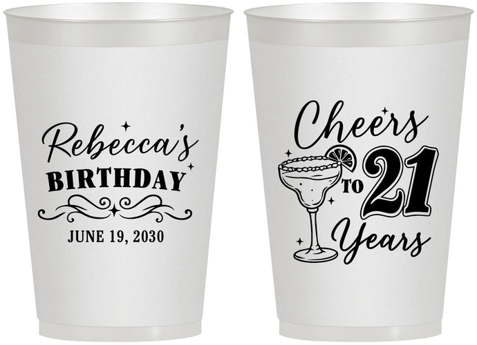 Personalized 21st Birthday 12 oz Frosted Cups - Cheers To Twenty One Years | 340019