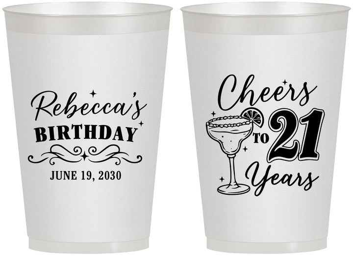 Personalized 21st Birthday 12 oz Frosted Cups - Cheers To Twenty One Years | 340019