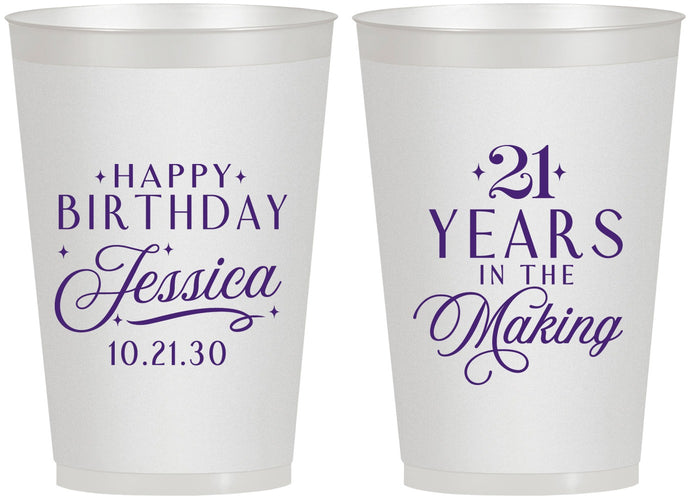 Personalized 21st Birthday 12 oz Frosted Cups - Twenty One Years In The Making | 340023