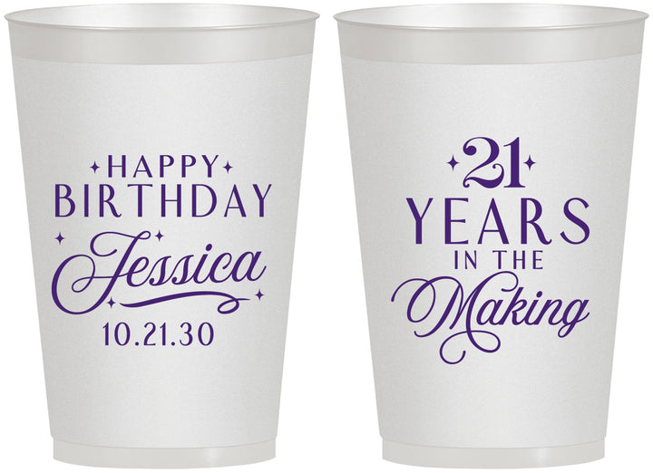 Personalized 21st Birthday 12 oz Frosted Cups - Twenty One Years In The Making | 340023