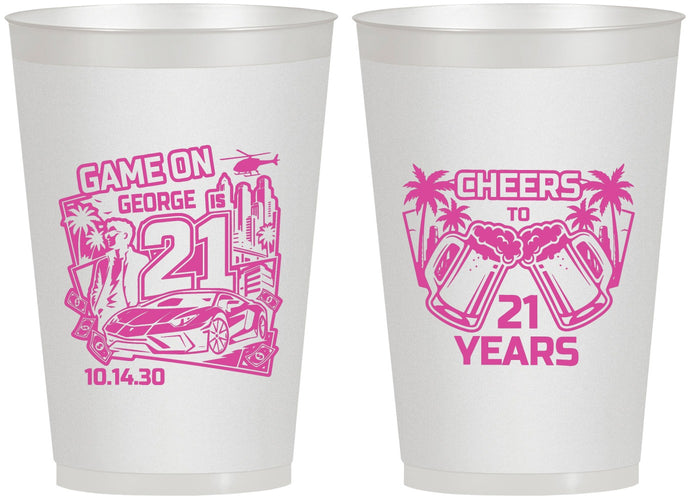 Personalized 21st Birthday 12 oz Frosted Cups - Video Game | 340024