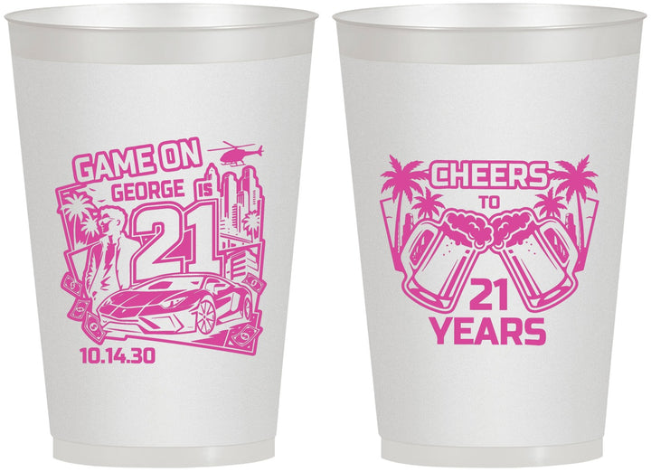 Personalized 21st Birthday 12 oz Frosted Cups - Video Game | 340024