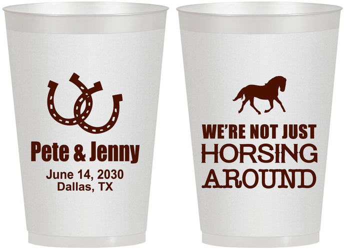 Personalized Wedding 12 oz Frosted Cups - Horseshoe | 341