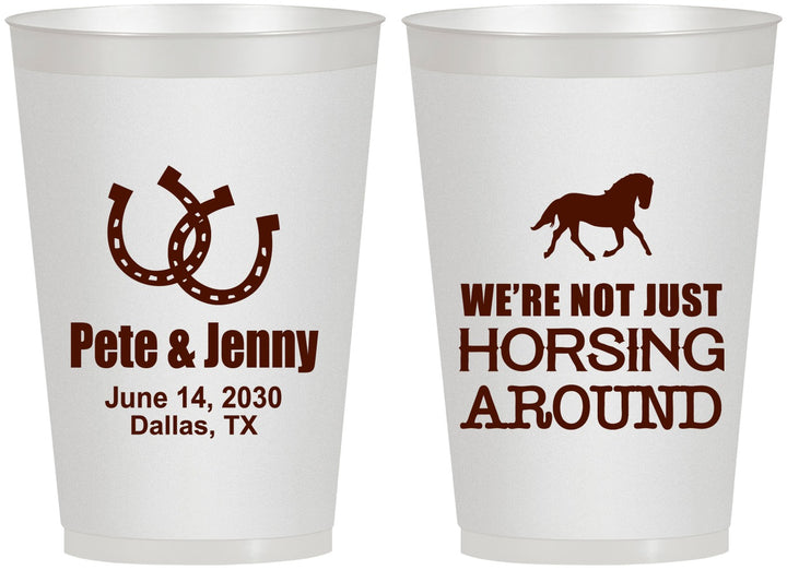 Personalized Wedding 12 oz Frosted Cups - Horseshoe | 341