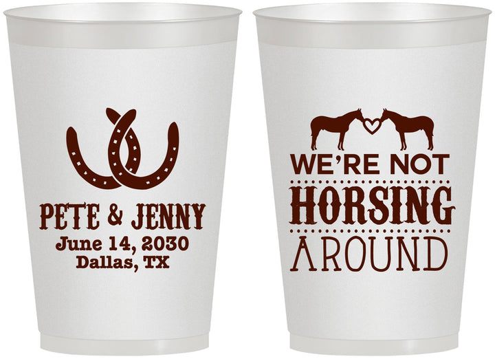 Personalized Wedding 12 oz Frosted Cups - Horseshoe | 342