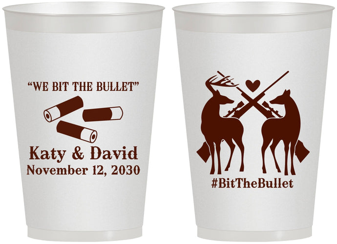 Personalized Wedding 12 oz Frosted Cups - We Bit The Bullet | 343