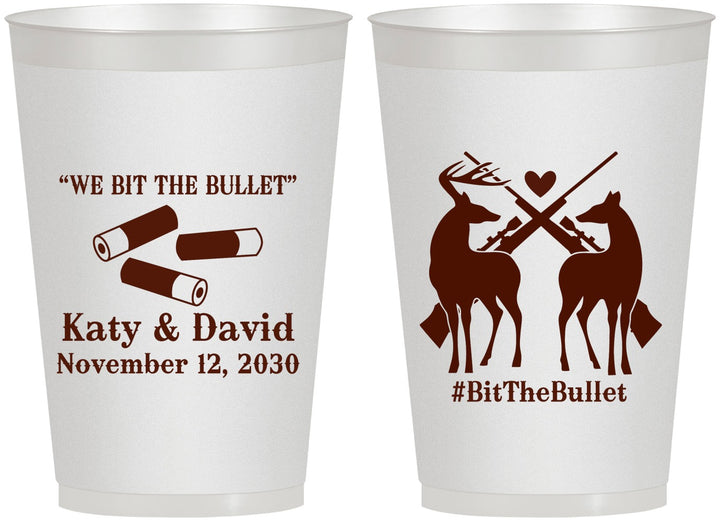 Personalized Wedding 12 oz Frosted Cups - We Bit The Bullet | 343