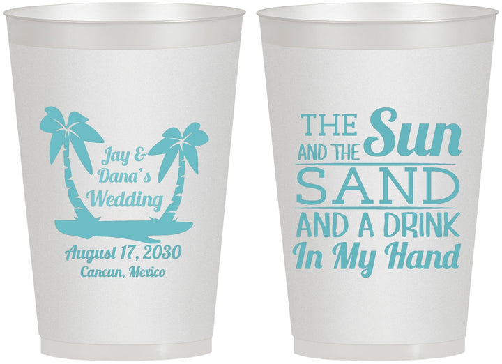 Personalized Wedding 12 oz Frosted Cups - Beach | 350