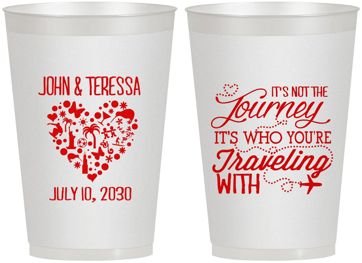 Personalized Wedding 12 oz Frosted Cups - Journey Traveling With | 354