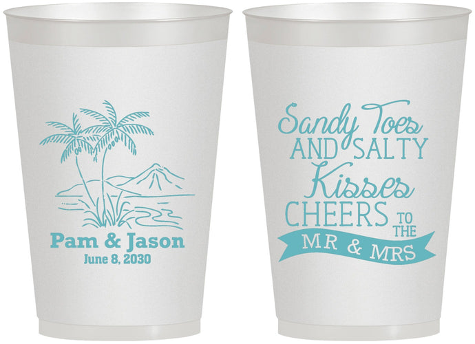 Personalized Wedding 12 oz Frosted Cups - Beach | 358