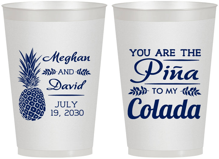 Personalized Wedding 12 oz Frosted Cups - Pina Colada | 364