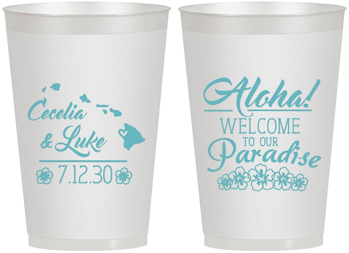 Personalized Wedding 12 oz Frosted Cups - Hawaii | 365