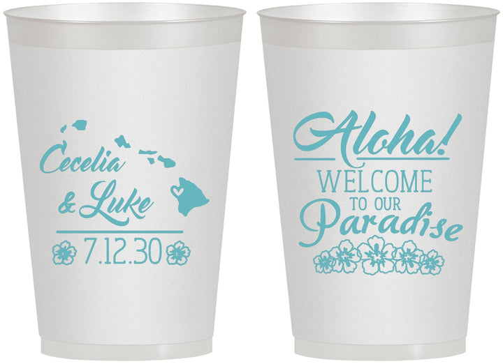 Personalized Wedding 12 oz Frosted Cups - Hawaii | 365