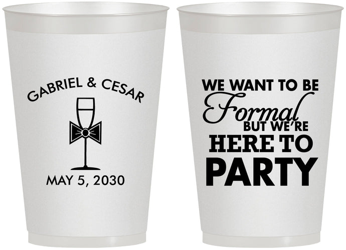 Personalized Wedding 12 oz Frosted Cups - Formal Here To Party | 366
