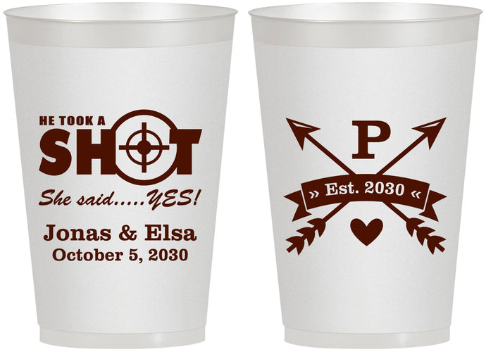 Personalized Wedding 12 oz Frosted Cups - Take A Shot She Said Yes | 370