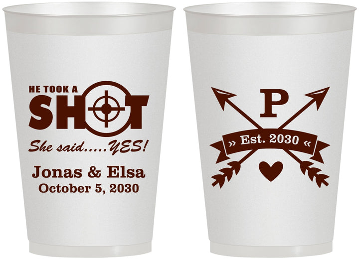 Personalized Wedding 12 oz Frosted Cups - Take A Shot She Said Yes | 370