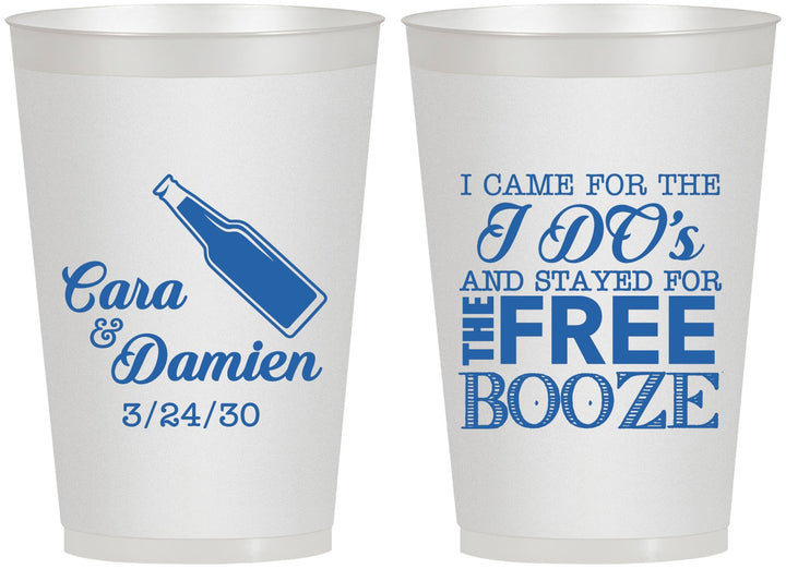Personalized Wedding 12 oz Frosted Cups - I Do Free Booze | 371