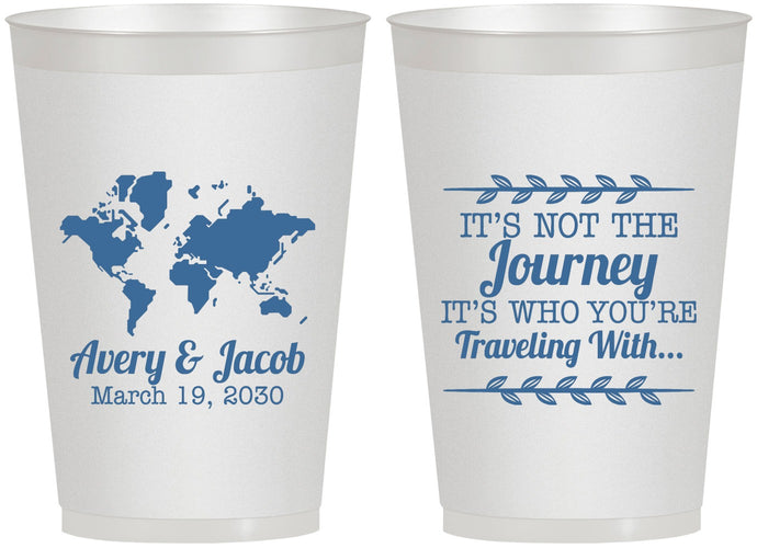 Personalized Wedding 12 oz Frosted Cups - Journey Traveling With | 374