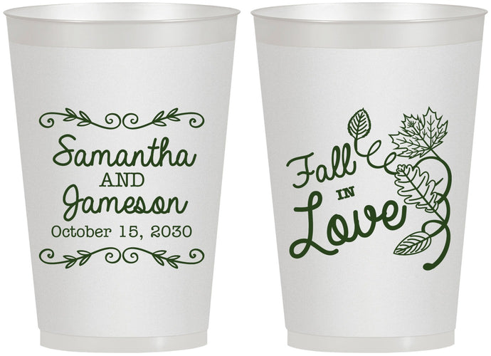 Personalized Wedding 12 oz Frosted Cups - Fall In Love | 377