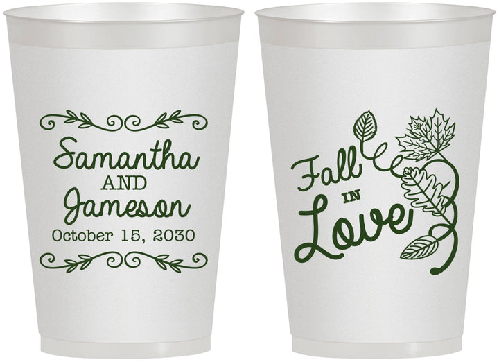 Personalized Wedding 12 oz Frosted Cups - Fall In Love | 377