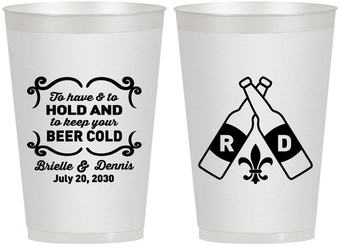 Personalized Wedding 12 oz Frosted Cups - Fleur De Lis | 378