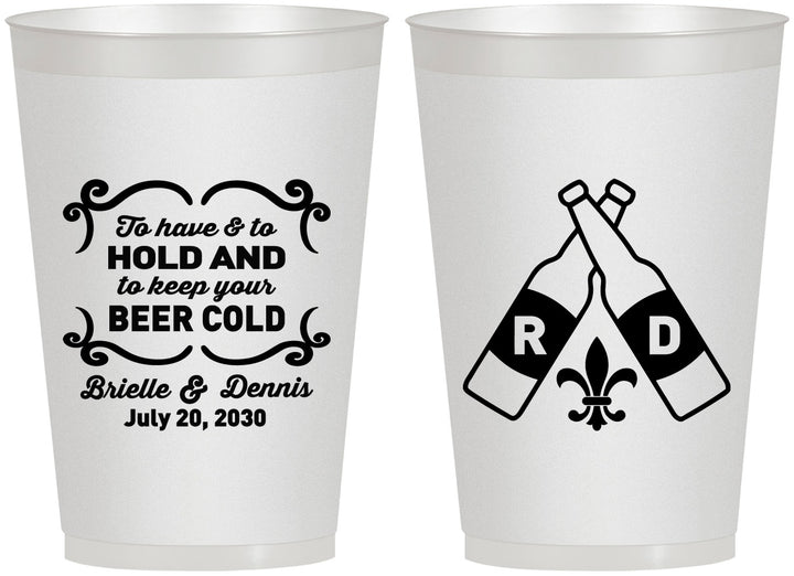 Personalized Wedding 12 oz Frosted Cups - Fleur De Lis | 378