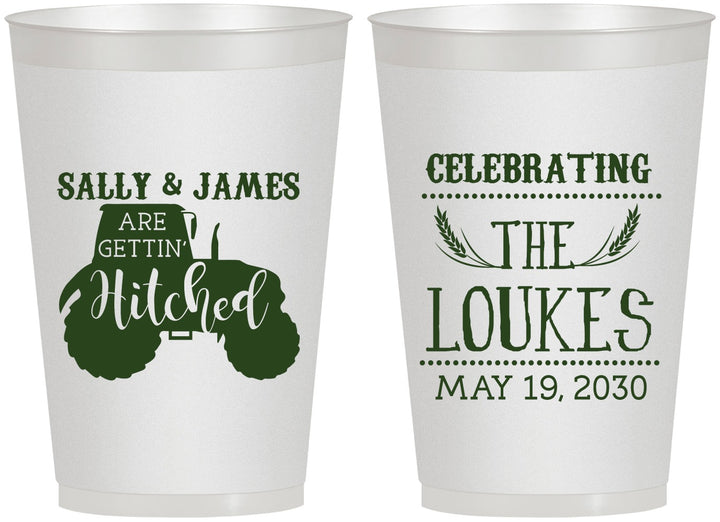 Personalized Wedding 12 oz Frosted Cups - Tractor | 381