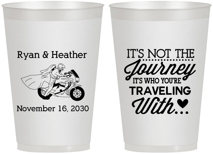 Personalized Wedding 12 oz Frosted Cups - Journey Traveling With | 385