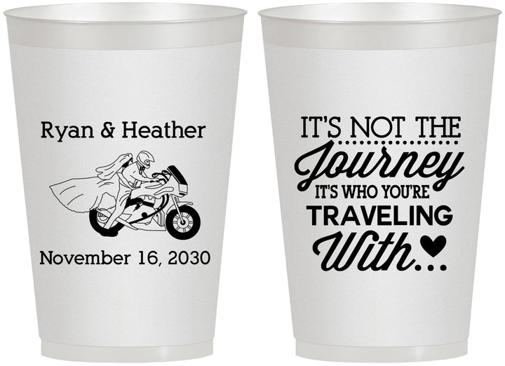 Personalized Wedding 12 oz Frosted Cups - Journey Traveling With | 385