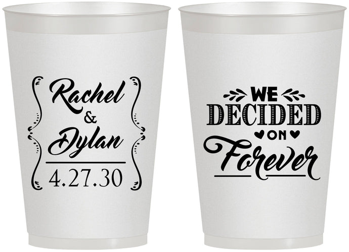 Personalized Wedding 12 oz Frosted Cups - We Decided On Forever | 386