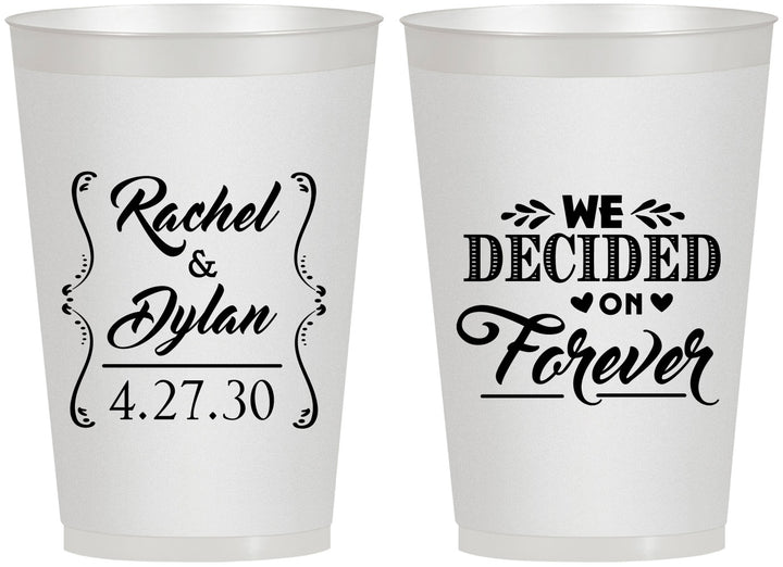Personalized Wedding 12 oz Frosted Cups - We Decided On Forever | 386