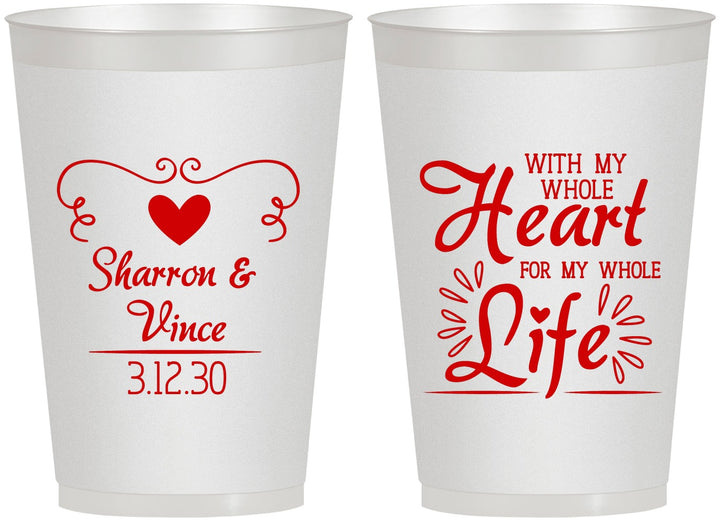 Personalized Wedding 12 oz Frosted Cups - Heart Life | 387