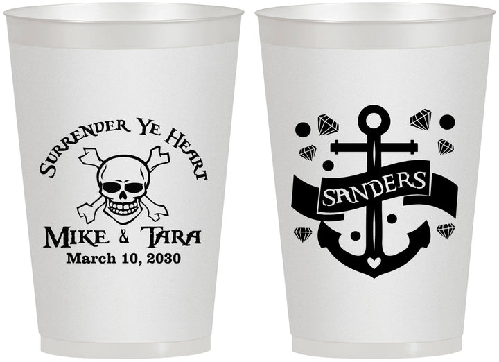 Personalized Wedding 12 oz Frosted Cups - Anchor Nautical | 391
