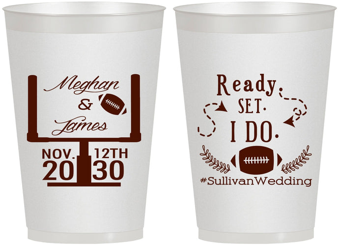 Personalized Wedding 12 oz Frosted Cups - Football | 394