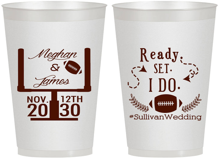 Personalized Wedding 12 oz Frosted Cups - Football | 394
