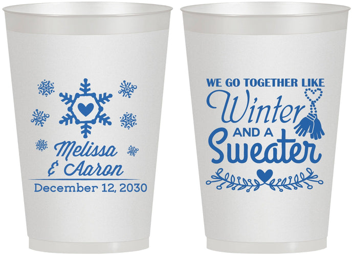 Personalized Wedding 12 oz Frosted Cups - Christmas Winter | 399