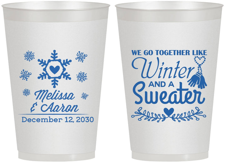 Personalized Wedding 12 oz Frosted Cups - Christmas Winter | 399