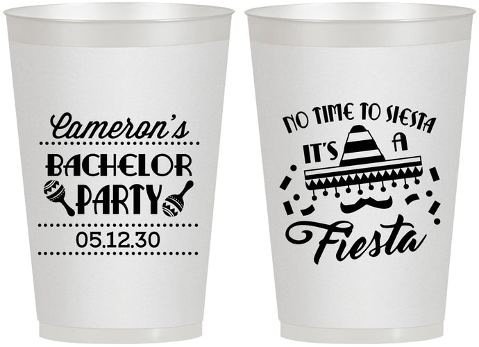 Personalized Bachelor Party 12 oz Frosted Cups - Siesta Fiesta Mexican | 40000