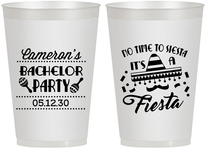 Personalized Bachelor Party 12 oz Frosted Cups - Siesta Fiesta Mexican | 40000