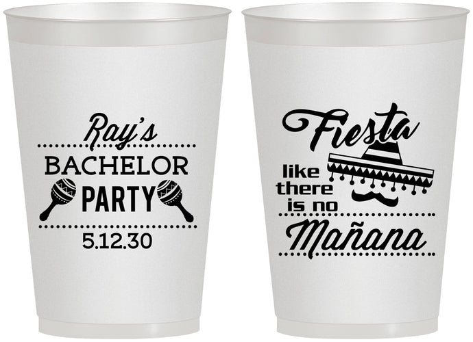Personalized Bachelor Party 12 oz Frosted Cups - Fiesta No Manana | 40002